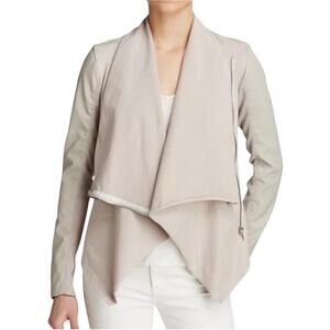 BlankNYC Womens light gray faux leather biker moto jacket Size M